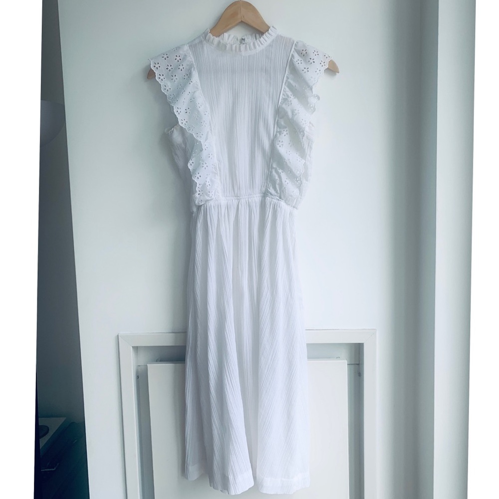 Vintage White Cotton Ruffle Dress